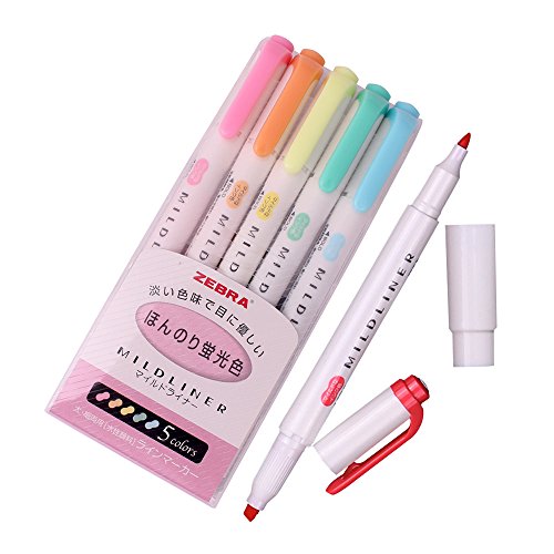 Zebra Mildliner Soft Color Double-Sided Highlighter Pens Deep, Warm & Cool (Pink Pack) by Zebra mildliner