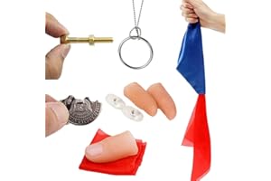 YUYWWAN Juego de Magia Niños Incluye Falso Dedo, luz Dedos, Pañuelos de Seda, Monedas, Tornillo de Rotación, Anillo y Cadena, Accesorios de Truco Mágica para Fiestas, Bares y Calles (6 Set)