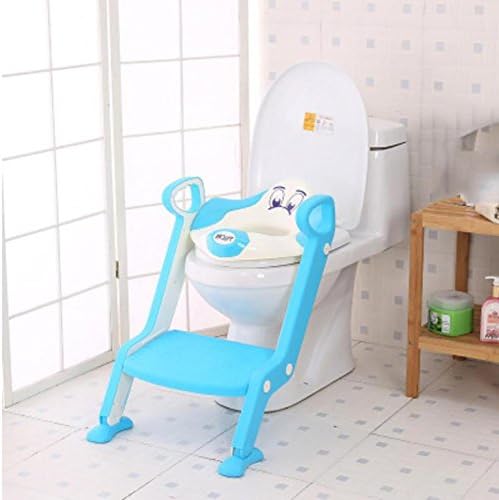 KIDYU Toilet Ladder Chair Training Toilet Seat Foldable Gripper Handles Training Step Stool for Girls and Boys , blue