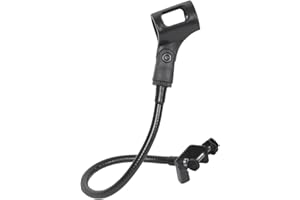 Kisbeibi 360 Grad flexibler Schwanenhals-Mikrofonständer, verstellbarer Schreibtisch-Mikrofon-Galgenarm-Ständer mit Clip, einfacher 33 cm Schwanenhals-Mikrofonständer (schwarz)