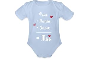 Spreadshirt Papa Maman Amour Calcul Grossesse Naissance Idée De Cadeau Body Bébé Bio Manches Courtes