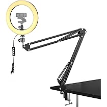 Supporto Parete Per Webcam Con Luce Anello - Braccio Regolabile, Compatibile Logitech E Smartphone