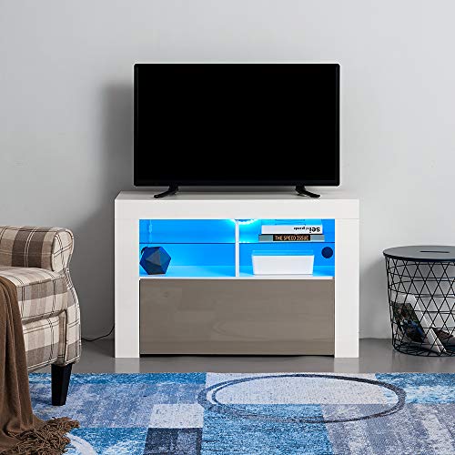 Anaelle Panana Meuble TV LED en MDF avec 5 Compartiments de Stockage sur Salle de Séjour, Salon et Chambre à Coucher etc, Taile: 100 x 35 x 65 cm, Poids: 26 kg (Gris)