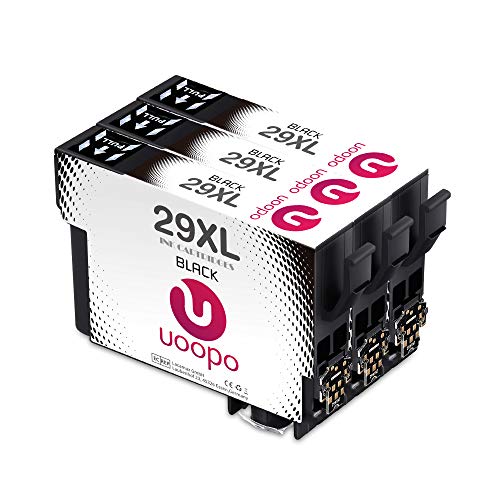 Uoopo 29XL Alta Capacidad Cartuchos de tinta para Epson 29 Compatible con Epson Expression Home XP-235 XP-245 XP-247 XP-255 XP-342 XP-442 XP-345 XP-332 XP-335 XP-445 XP-432 XP-435 XP-352 (3 Negro)