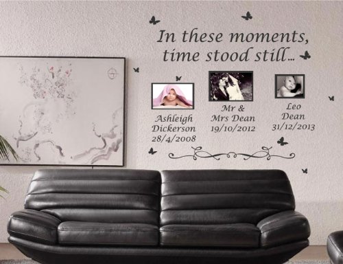 Amazing Sticker Wandtattoo, Motiv englischsprachiges Zitat „In These Moments Time Stood Still“, schwarz, XL - 4