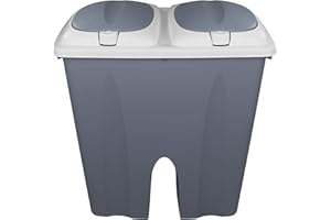 TW24 Mülleimer Duo 2x25L Pastell mit Deckel und Farbwahl Abfalleimer Müllsammler Abfallbehälter Trennsystem Müll Eimer (Blau)