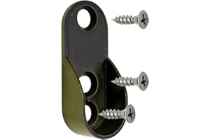 JPGhaha 10 Piezas Soporte para Barra de Armario Ovalada de Aleación de Zinc Soporte Lateral Barra Armario 16 mm de Ancho Soporte de Varilla para Colgar Ropa - Bronce con Tornillos
