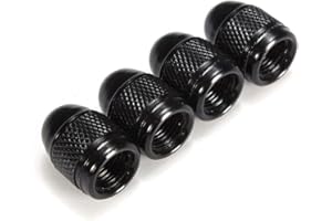 Marcraft Black Metal Bullet Tyre Wheel Alloy Valve Caps Dust Caps (4 Pack) Universal for Cars, SUVs, Bicycles, Motorcycles, Trucks | Rubber Airtight Seal | Aluminium Alloy | Screw-On