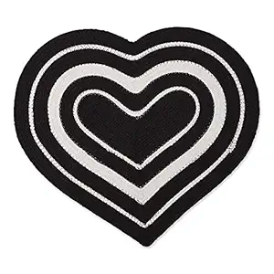 Bone Dry DII Braided Pet Mat Collection 100% Cotton, Heart Shape, Black Stripe