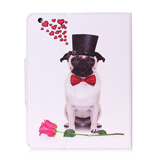 ipad 2 / ipad 3 / ipad 4 Hülle Leder Hund Rose Muster,SKYXD [Auto Schlaf/Wach Funktion] PU Folio Klappbar Schutzhülle [Standfunktion/Brieftasche Kartenfach/Magnet] Klapphülle mit [Koala Handyanhänger + Eingabestift] 3 in 1 Zubehör Handy Tasche Etui for Apple ipad 2/3/4 Bookstyle Flip Case Leather Cover With [Stylus and Dust Plug] - 3