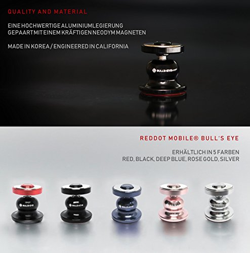 REDDOT MOBILEÂ® BULL'S EYE - Universal Auto Handyhalterung aus Aluminium mit Neodym Magnet geeigent fÃ¼r alle KFZ, Handy und Smartphone - iPhone, Samsung, LG, Huawei, HTC, Sony, etc. (Red)