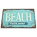 Produktbild Sanixa PA32050 Vintage Anti-Rutsch Badematte Beach This Way | 60 x 40cm |extra dünn | Bad-Teppich Vorleger Dusch-Matte | SCHNELL TROCKNEND