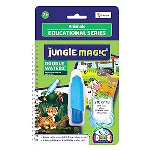 Jungle Magic Doodle Waterz - Reusable I Water Colouring Book - Animals I Self-Drying with Easy to Hold Water Pen I Educational Toy for Kids