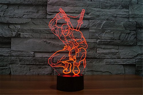 SmartEra® 3D Optical Illusion Mercenary Deadpool Nacht Dekorative Beleuchtung touch-Tasten 7 Farben ändern Decor LED Lampe - 2