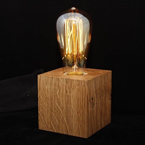 The Oak Cube Lamp With FREE Edison Bulb &amp; FREE Postage