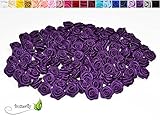 Inhalt: 20 Stück; 20 Stk. Satinrosen 1,5cm // Rosen 15mm Stoffrosen Satin Satinroeschen Rosenkoepfen deko Basteln Tischdeko Dekoration Streudeko Hochzeit Taufe Kommunion Blumen Applikationen, Farbe: lila/purpur 465
