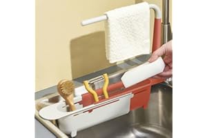 AYGCI Porta Spugne Cucina Lavello Supporto per Lavello Telescopico Regolabile Organizer per Lavello da Cucina Cestello per Lavello Spugna Lavandino Cucina Cestello per Lavello Porta Spugne Organizer