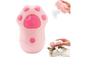 May Huang Cepillo de Vapor para Gatos, Vepillo de Vapor Autolimpiable para Gatos Perros, 3- en-1 Steamy Cat Brush, Cepillo Gatos Quitapelo con Vapor, Cepillo para Gatos para Mudar de Pelo(A)