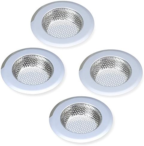 Fiting 4PCS Stainless Stee Sink Strainer Large Wide Rim 4.5" Diameter For Kitchen, Bathroom, Shower &amp; Utility Room Items