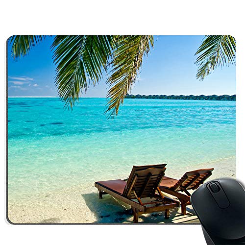 Preisvergleich Produktbild Liegestühle und kristallklares Ozean-Mauspad, rutschfeste Gummibasis und genähtes Rand-Gaming-Mauspad