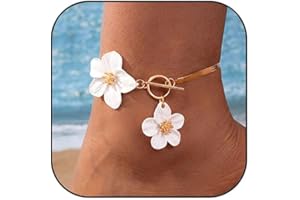 CharmBurst Boho Fussketten, Bracelets de Cheville Dorés, Chaîne de Cheville Imperméable, Ensemble de Bijoux de Pieds Pratiques Fleur, Élégante Chaîne de Cheville Estivale Fleur Bijoux de Pied