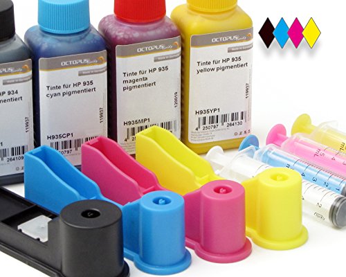 Komplettset mit Refilladapter für Original HP 934, HP 935 Tintenpatronen mit 4x 250ml Druckertinte, Nachfülltinte für HP Officejet PRO 6820, PRO 6800 Series, PRO 6830, PRO 6230 - 2