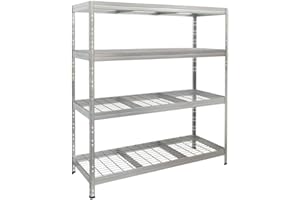 ‎HEMMDAL HEMMDAL Outdoor-Weitspannregal - 1.200 kg Tragkraft - HxBxT 180 x 150 x 60 cm - Steckregal mit 4 höhenverstellbaren Böden - 400 kg max. Fachlast - TÜV geprüft - Schwerlastregal aus verzinktem Stahl
