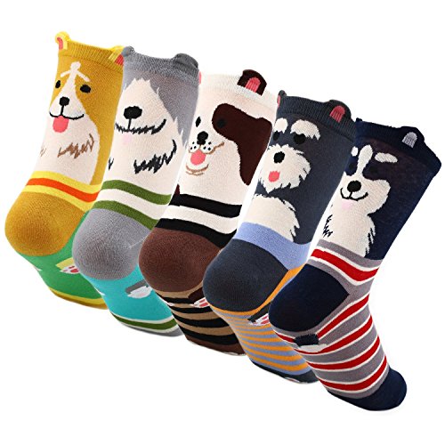Lot de 5 paires de chaussettes de Noël LJ Sport - Motifs animaux, caricatures et Noël - Comme cadeau pour Noël ou un anniversaire - Pour femme et homme, Femme, Mehrfarbig 6120, EU 34-40