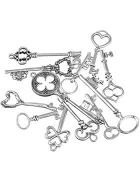 Souarts 1 Set Antik Silber Schlüssel Schmuckzubehör Basteln Charms Anhänger Für Halskette Armband 10St
