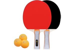 Mritrit Zestaw rakietek do tenisa stołowego i ping ponga dla 2 graczy, 2 rakiet i 3 piłek, dla początkujących i rodzin