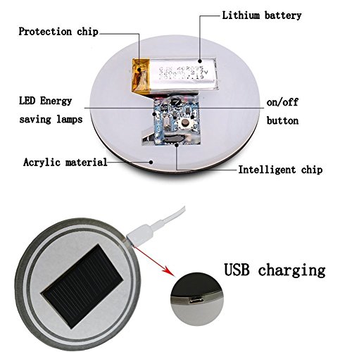 Untersetzer DaSinKo Auto Cup Halter Matte LED Solar Sensor Atmosphäre Light Wasserdicht Getränke Pad Autodekoration Universal ( 2 Pack ) - 6
