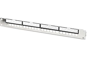 DIGITUS Panneau de Brassage - Modulaire - pour modules Keystone - 19 Pouces - 24 Ports - Blindé - Montage en Rack 1U - Gris