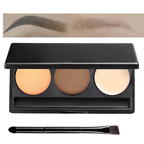 VALUE MAKERS® Eyebrow Kit, 2X Augenbrauen-Puder und 1X Wachs, 3er Pack,4X Augenbrauen Schablonen - 2