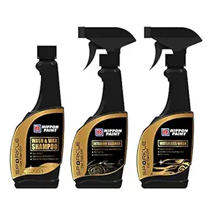 Nippon Paint Sparkle Car Care Kit (Waterless Wash 250ml, Interior Cleaner250, Wash & Wax 250 ml)