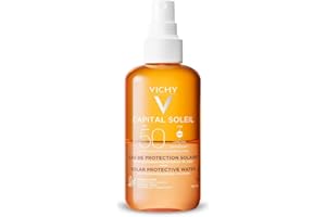 Vichy, Capital Soleil, Eau de Protection Solaire, SPF50, Protège & Booste le Bronzage, Enrichie en Bêta-Carotène, Pour Tous Types de Peau, 200 ml