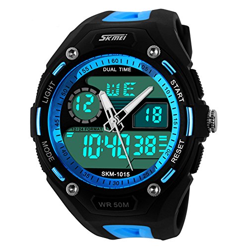VOGUELADY Herren Sport Armbanduhr Analog Digital Alarm Chronograph 5ATM Wasserdicht Blau 1015 VOGUELADY Herren Sport Armbanduhr Analog Digital Alarm Chronograph 5ATM Wasserdicht Blau 1015
