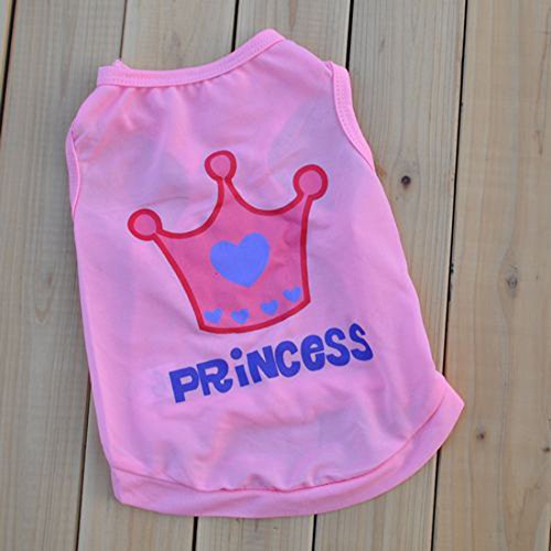 CY-buity verano ropa cachorro perro perro de mascota Ropa Verano Rosa Princess Crown Chaleco Sin Mangas Camisetas Ropa