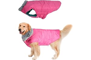 Western Era Windproof Dog Winter Fur Coat, Waterproof Dog Jacket, Warm Dog Vest, Cold Weather Pet Apparel with 2 Layers Fleece Lined for Small Medium Large Dogs (Pink) (Medium - 18 inch)