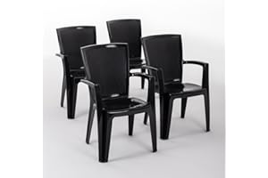 RATTATAN Diana - chaises empilables d'extérieur et de Jardin en résine Effet rotin avec accoudoirs (4, Anthracite)