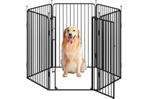 Yaheetech Parc pour Chien Enclos pour Chiot Interieur en 6 Panneaux de 100 cm de Haut, avec Serrure intégrée, Protection de Sol, Fils métalliques renforcés de 8 mm