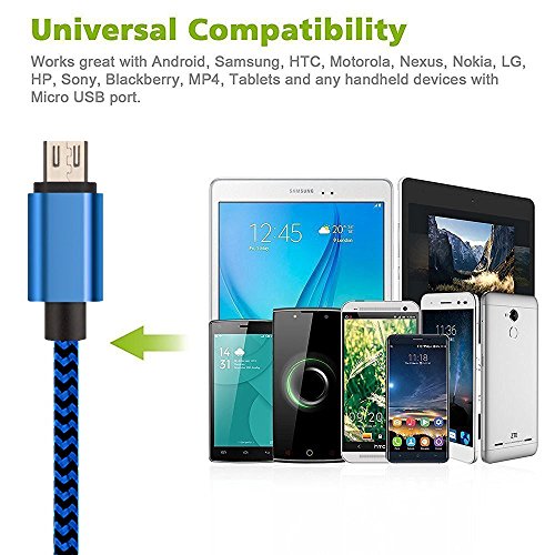 USB-Cabel, H quadratic, 1m / 3,3ft Nylon geflochtenes Android-Kabel für Smartphones, PS4 Controller und mehr (BLAU) - 7