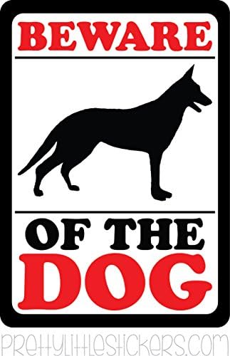 Pretty Little Stickers Medium 7cm x 10cm BEWARE OF THE DOG LABEL DOOR WINDOW STICKER SIGN SALESMEN FOR EXTERNAL USE