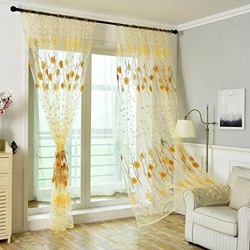 G-lucky printing sheer curtains/window screening，Cluster flower curtains semi transparent for living room，Cluster flower gauze curtain，100x200cm