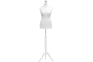 H & H TRADERS White Female Tailors Mannequin Display Bust Dummy FOR Dressmakers Fashion Students With A White Wood Base (Size 34/36, UK 6/8)