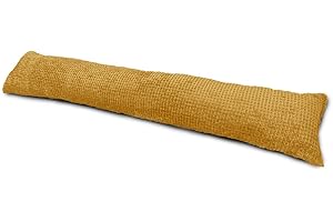 RUCOMFY BEANBAGS rucomfy Fabric-Filled Heavy Door Draught Excluder - 88cm Long Under Door Seal Energy Saving Draft Blocker Weather Proof Guard - Noise Reduction - 88cm x 18cm x 15cm (Waffle, Mustard)