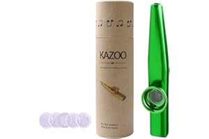 kuou Kazoo, Metal Kazoo Kazoos Multipack Cazoo Music Kazoo Instrument and 5 Membrane Flute Diaphragm with Vintage Gift Box for Kids Music Beginner