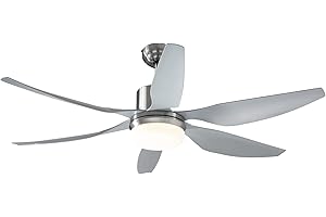 HOMCOM Ventilatore da Soffitto con Luce LED e Telecomando Incluso, 6 Velocità, Silenzioso e Reversibile, Φ132x43cm