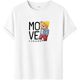 Unisex Oversize Ayıcıklı Tiş&ouml;rt, Move Forward Yazılı, Pamuklu, Sokak Stili, Grafik Baskılı