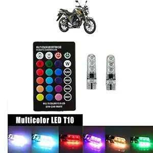 Vagary T10 LED RGB Canbus Car Interior Fancy Side Wadge or Parking Remote Control Light for Yamaha FZ-S FI -2 Pieces (Multicolor)