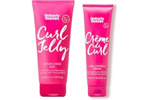 Umberto Giannini Curl Jelly Scrunching Jelly & Creme De Curl Control Cream Duo for Curly or Wavy Hair, Vegan & Cruelty Free, 2 Pack